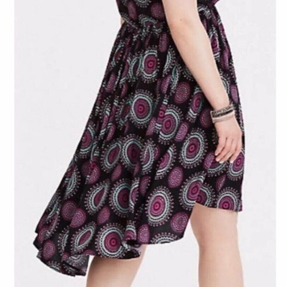 Torrid Black Purple Medallion Hi-Lo Challis Tank Trapeze Dress 2x 18-20 - Picture 6 of 9